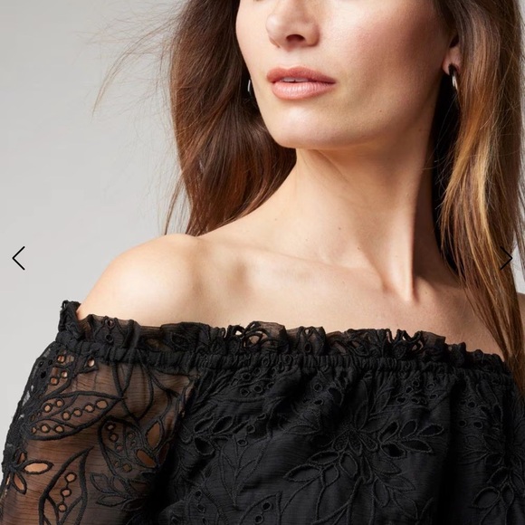 WHBM Off The Shoulder Eyelet Blouse NWT - Picture 3 of 12